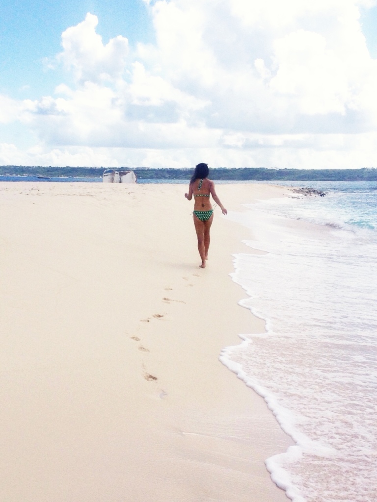 Skipping on the beach, Sandy Island, Anguilla